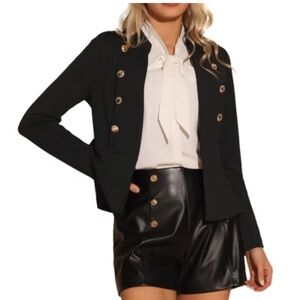 Allegra K Military Style Black Jacket Sz M